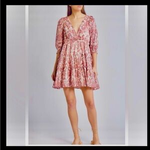 NWT CLEOBELLA LIVINIA Dress 100% Cotton Babydoll Dusty Pink Paisley Boho Size S